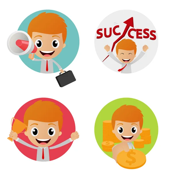 Set of funny character on business concept — Stock Vector
