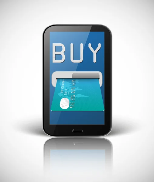 E-handel koncept med smartphone och kreditkort — Stock vektor