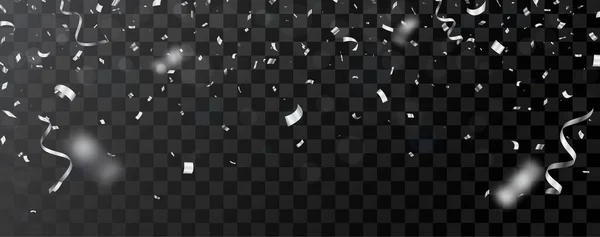 Illustration Vectorielle Confettis Argent Ruban Isolés Sur Fond Transparent — Image vectorielle