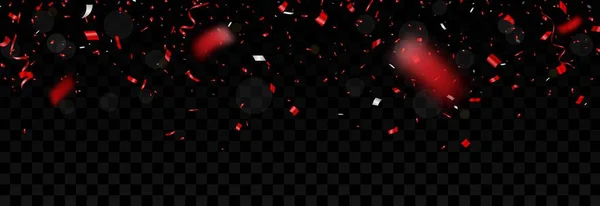 透明背景に隔離された赤いコンフェッティバナーのベクトルイラスト — ストックベクタ