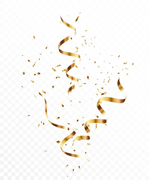 Vector Illustratie Van Gold Confetti Banner Geïsoleerd Transparante Achtergrond — Stockvector
