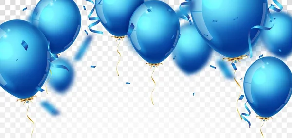 Vector Illustration Von Geburtstagsfeiern Banner Mit Blauen Weißen Luftballons Und — Stockvektor