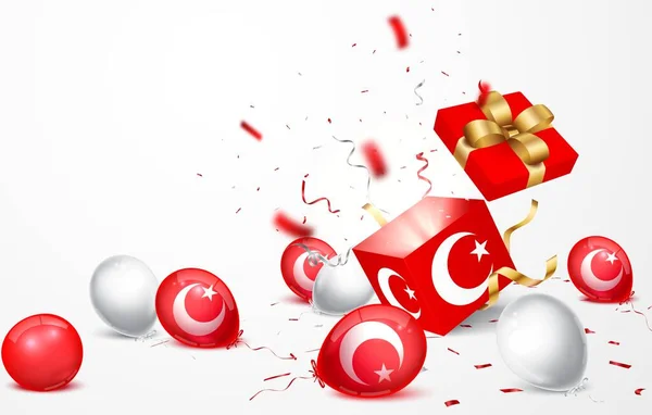Εικονογράφηση Διάνυσμα Κόκκινων Και Λευκών Μπαλονιών Τουρκική Σημαία Απομονωμένη Διαφανές — Διανυσματικό Αρχείο