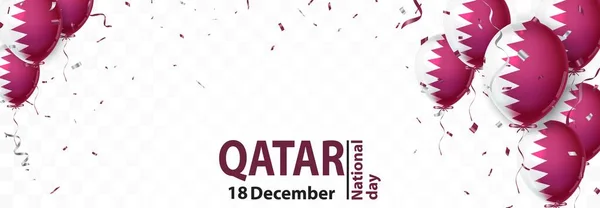 Ulusal Katar Günü Balonlar Kurdelelerle Kutlamalarının Vektör Llüstrasyonu — Stok Vektör