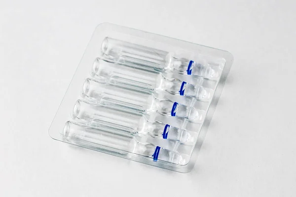 Ampoules Medicine Transparent Tray White Background High Quality Photo Imagens Royalty-Free