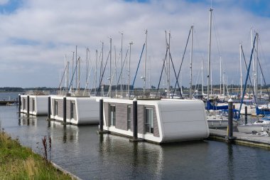 Modern houseboats at the German Baltic Sea