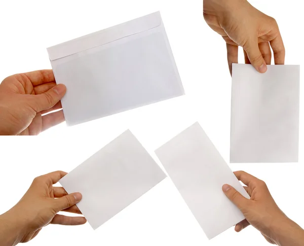 Puste koperty na białym tle ze ścieżką przycinającą — Zdjęcie stockowe