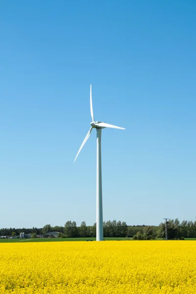 Turbina eólica nas terras agrícolas — Fotografia de Stock