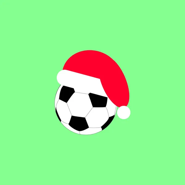 Fußball Mit Weihnachtsmütze — Stockvektor