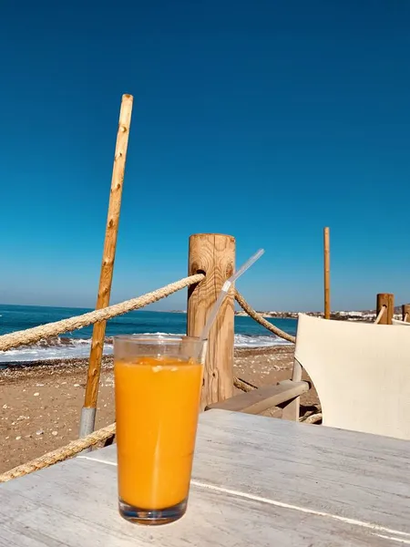 Jugo Naranja Bebida Playa Fondo Patrón Chill Out Verano —  Fotos de Stock