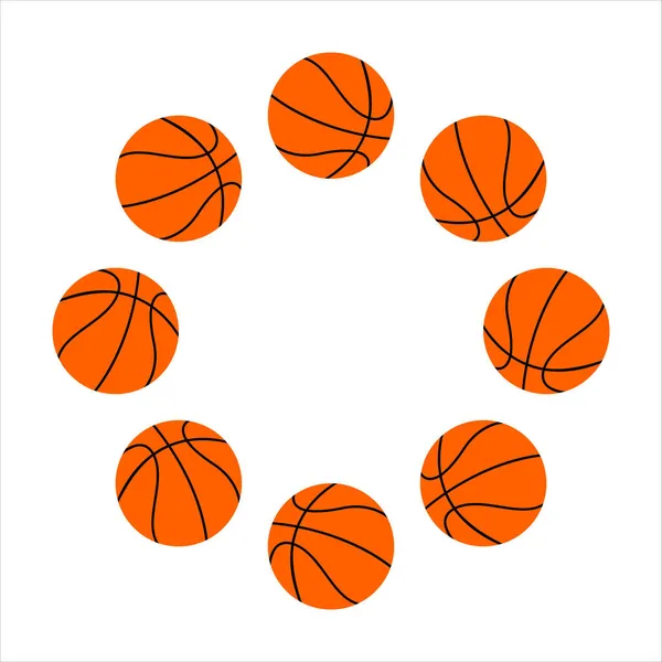 Baloncesto Bolas Marco Frontera Sobre Fondo Blanco — Vector de stock