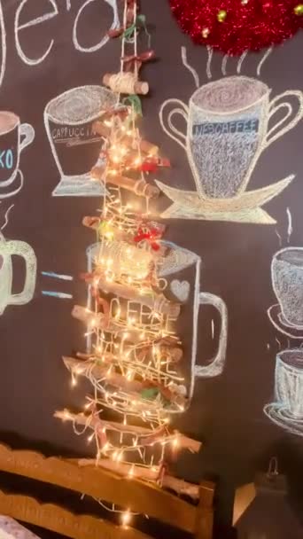 Árvore de Natal luzes vertical vídeo fundo. — Vídeo de Stock