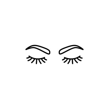 Closed eyes with black eyelashes on a white background. vector