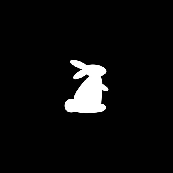 Силуэт кролика с черно-белой стороны. Отечественный символ сельскохозяйственных животных Пасхальная тематическая векторная иллюстрация для иконки, печати, этикетки, сертификата, брошюры, подарочной карты, плаката, купона или баннера украшения — стоковый вектор