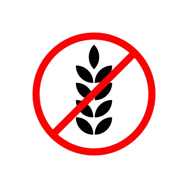 밀 표지도 없고 , Gluten Free Symbols With Banned Wheat Icon, No Gluten free sign — 스톡 벡터