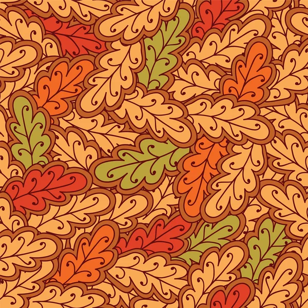 Autumn oak leaves seamless pattern — Stock Vector