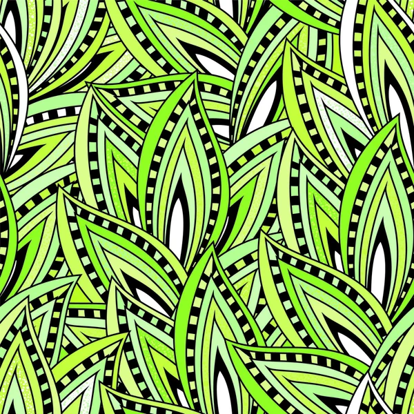 Seamless pattern with green leaves and blots — Stock Vector