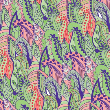 Dikişsiz soyut ot çizilmiş desen, dalgalı arka plan.