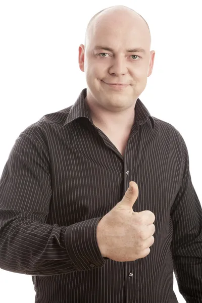 Bald man pose in front of white background — Stock Photo, Image