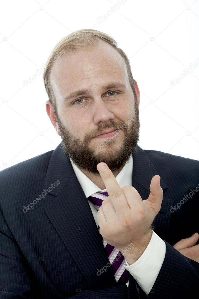 beard business man show middle finger