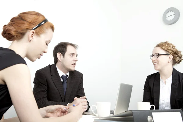 Uomini e donne d'affari che hanno una riunione — Foto Stock