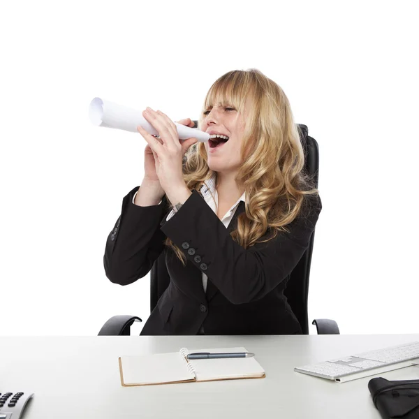 Young blond attractive business woman — Stock Photo, Image