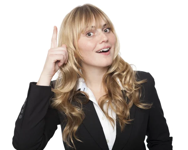 Mujer de negocios haciendo un gran avance — Foto de Stock