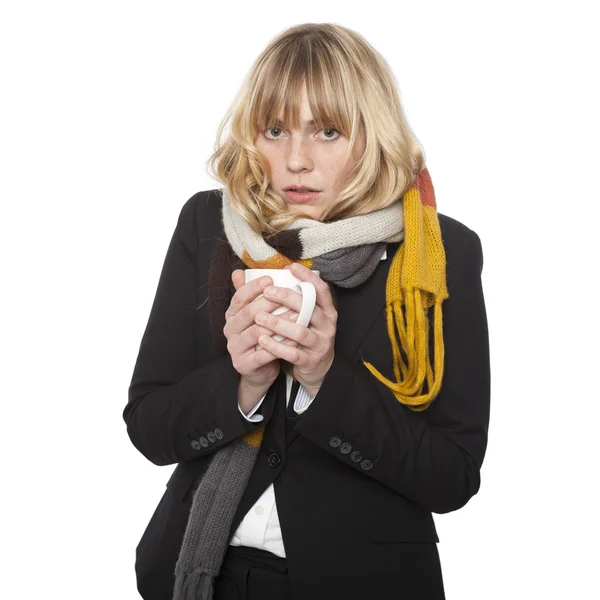 Cold miserable young woman — Stock Photo, Image