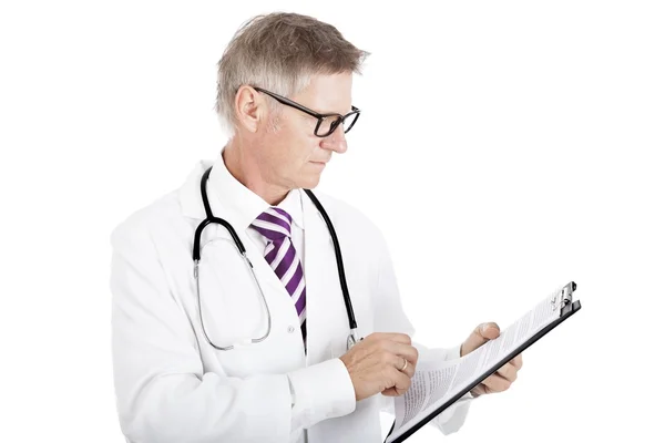 Professional Doctor Seriously Reading Records — Stock Photo, Image