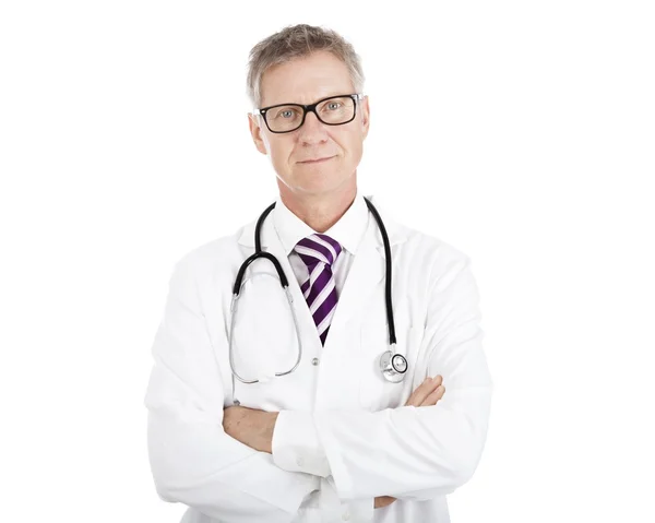 Doctor en gafas con estetoscopio en hombros — Foto de Stock