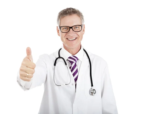 Smiling Medical Doctor Showing Thumbs up Hand — Stock Photo, Image