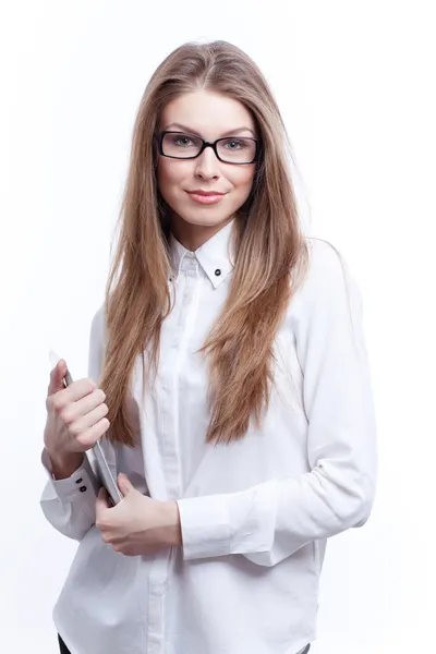 Mujer joven con tablet PC — Foto de Stock