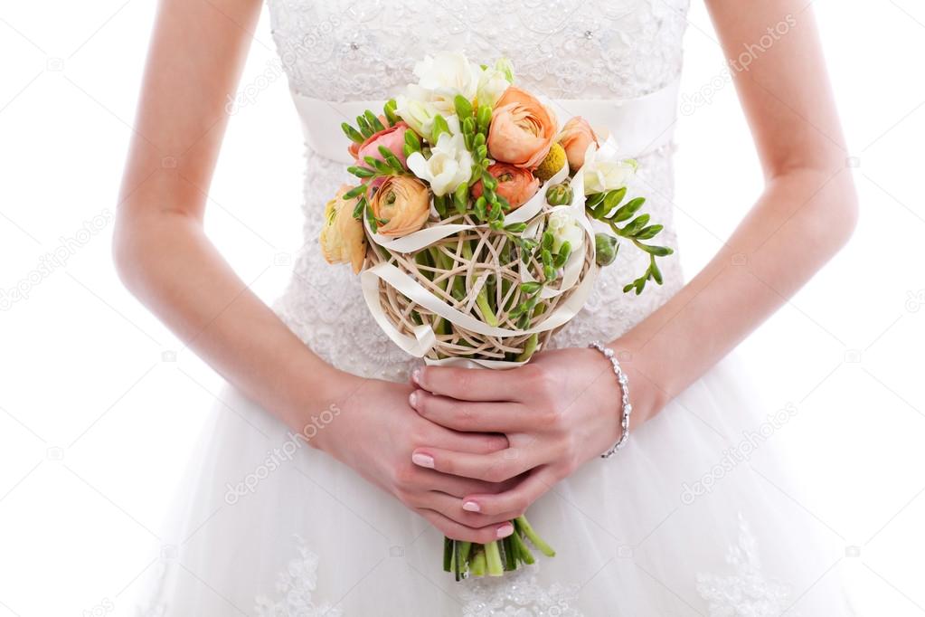 wedding bouquet at bride's hands