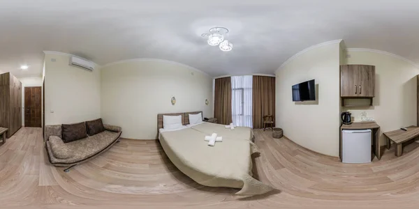 Полная Сферическая Бесшовная Hdri 360 Панорама Интерьере Небольшой Гостиной Зал — стоковое фото