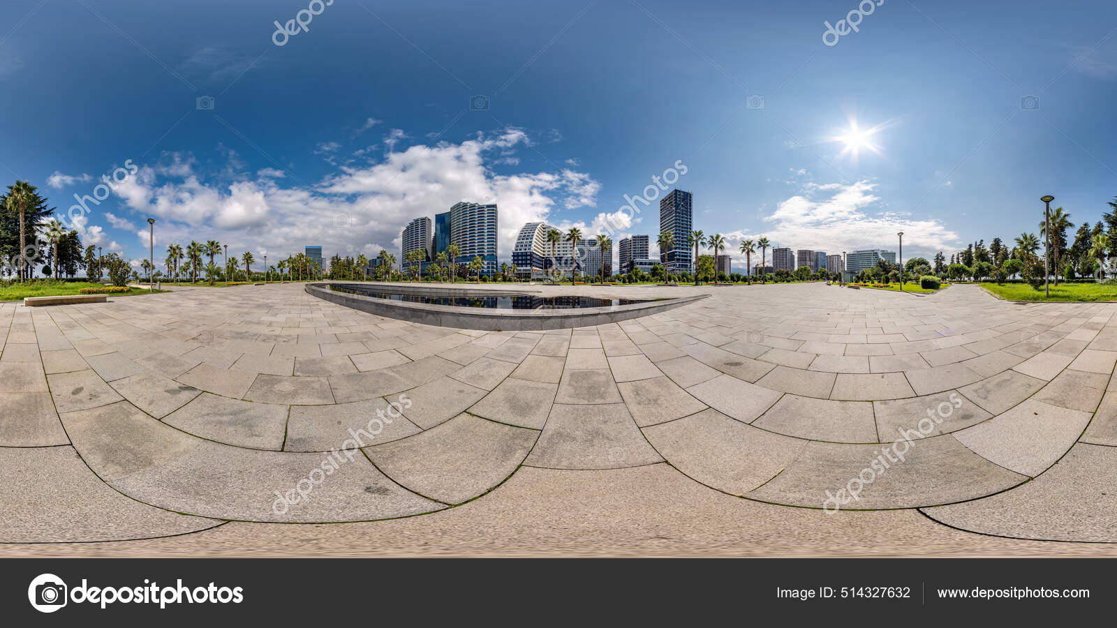 360 Бесшовных Hdri Панорамный Вид Площадь Рядом Морем Океаном.