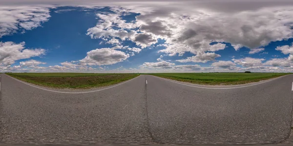 Sem Emenda Hdri 360 Vista Panorâmica Sobre Estrada Asfalto Entre — Fotografia de Stock