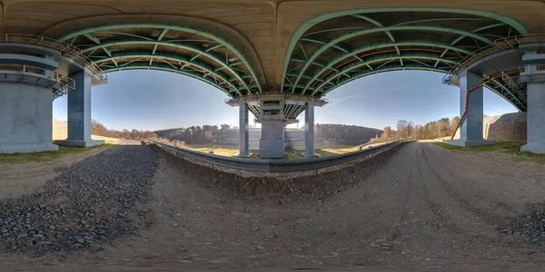 Full Hdri 360 Panorama Steel Frame Construction Huge Car Bridge — Φωτογραφία Αρχείου