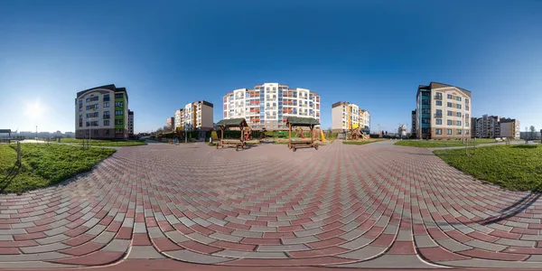 Panorama 360 Hdri Perto Parque Infantil Meio Moderno Complexo Residencial — Fotografia de Stock
