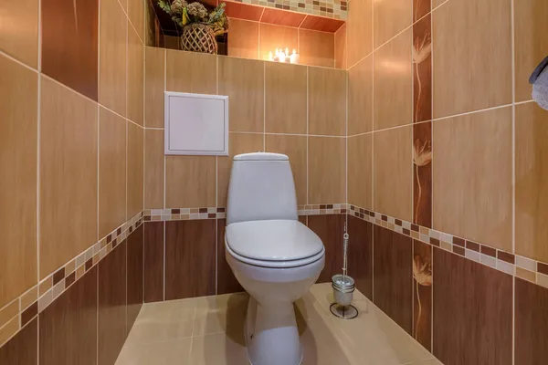 Toilette Détail Une Cabine Douche Angle Avec Fixation Douche Murale — Photo