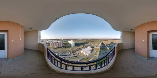 360 Hdri Panoramaa Vue Depuis Balcon Bâtiment Plusieurs Étages Intersection — Photo