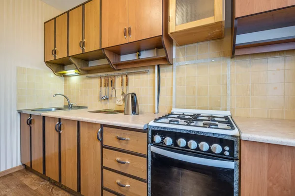 Interior Moderna Cocina Lujo Apartamentos Tipo Estudio Estilo Minimalista — Foto de Stock