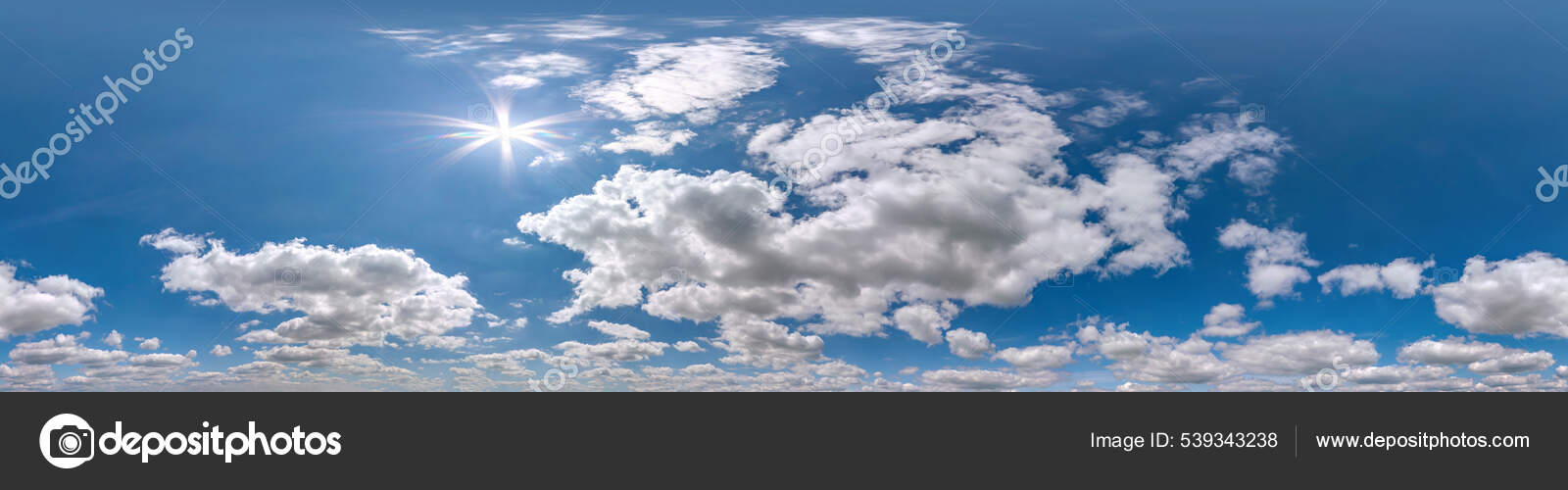 Céu azul com belas nuvens fofas sem chão panorama hdri sem costura