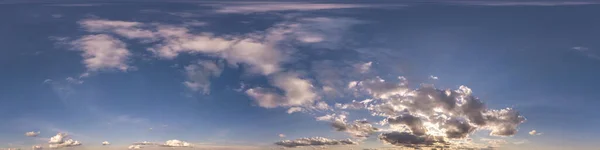 Evening Blue Sky Hdr 360 Panorama White Beautiful Clouds Seamless — стоковое фото