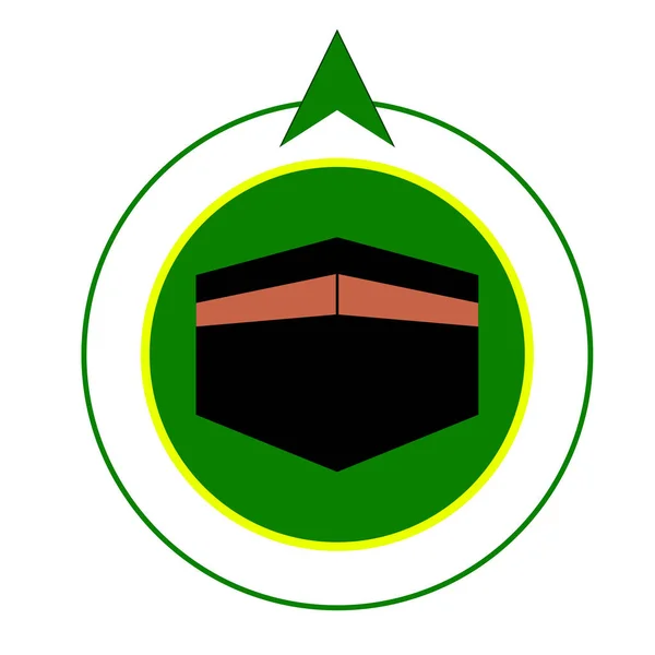 Qibla Muslim Prayer Direction Badge Used Various Rooms Buildings Show — стокове фото