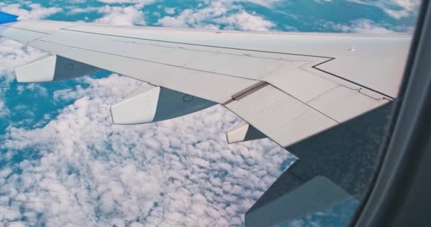 Kirli Pencere Penceresinden Uçağın Kanadına Gövdesine Yerden Yüksekliğe Bakıyor — Stok video