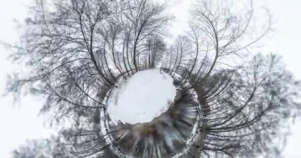 Pequeño Planeta Transformación Con Curvatura Del Espacio Panorama Pleno Vuelo — Vídeo de stock