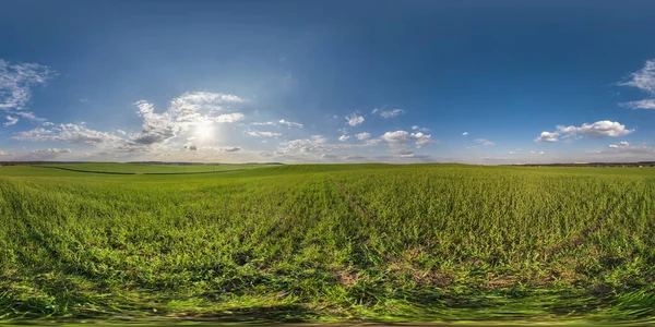 Este Hdr 360 Panoráma Kilátás Mezők Között Napnyugta Felhők Teljes — Stock Fotó