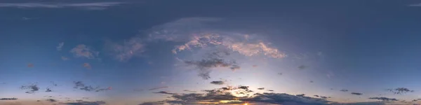 Вечірнє Блакитне Небо Hdr 360 Панорама Рожевими Красивими Хмарами Безшовній — стокове фото