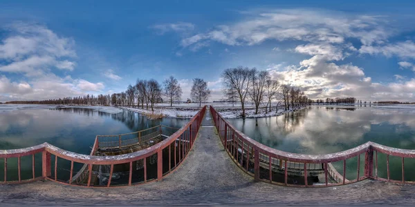 Inverno Completo Sem Costura Esférico Hdri 360 Vista Panorâmica Sobre Imagem De Stock