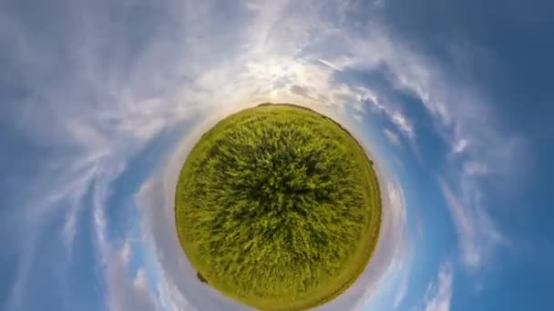 Rotation Abstraite Une Minuscule Planète Avec Transformation Globe Bleu Sphère — Video